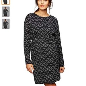 Ripe Maternity Black Printed Tunic Belted Dress